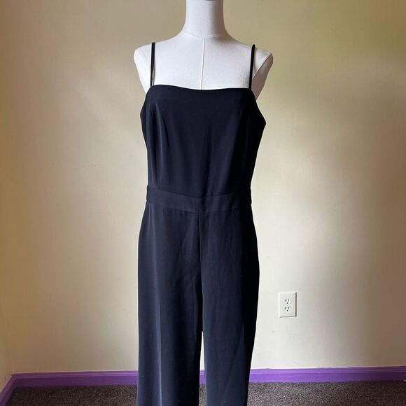 Banana Republic Black Wide Leg Jumpsuit Size 10 Square Neck Sleeveless - Picture 2 of 8